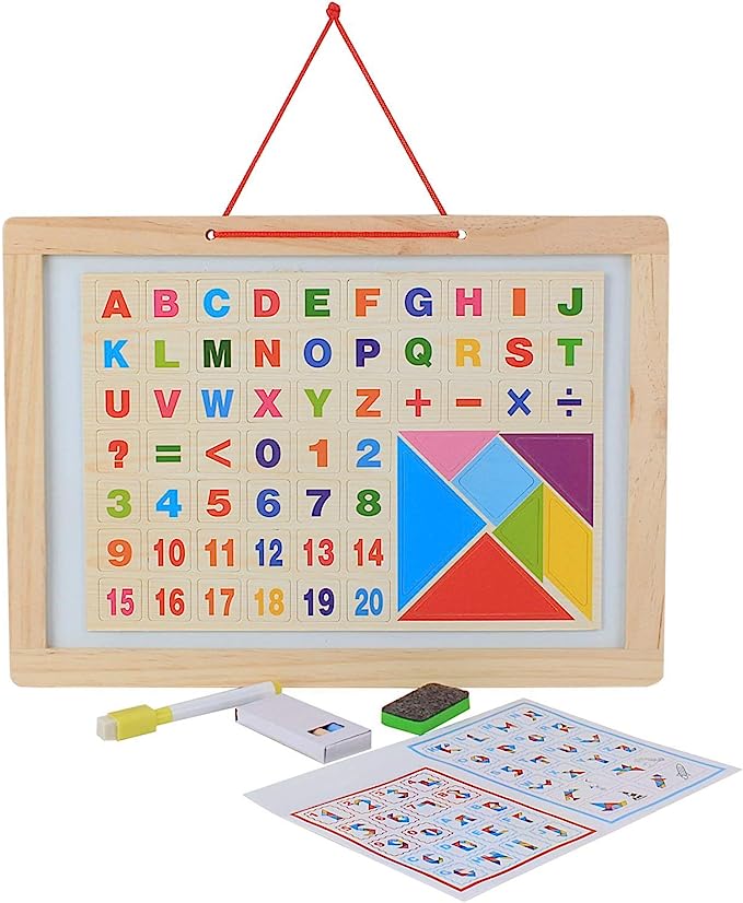 Wooden Frame Board With Magnetic Alphabet 