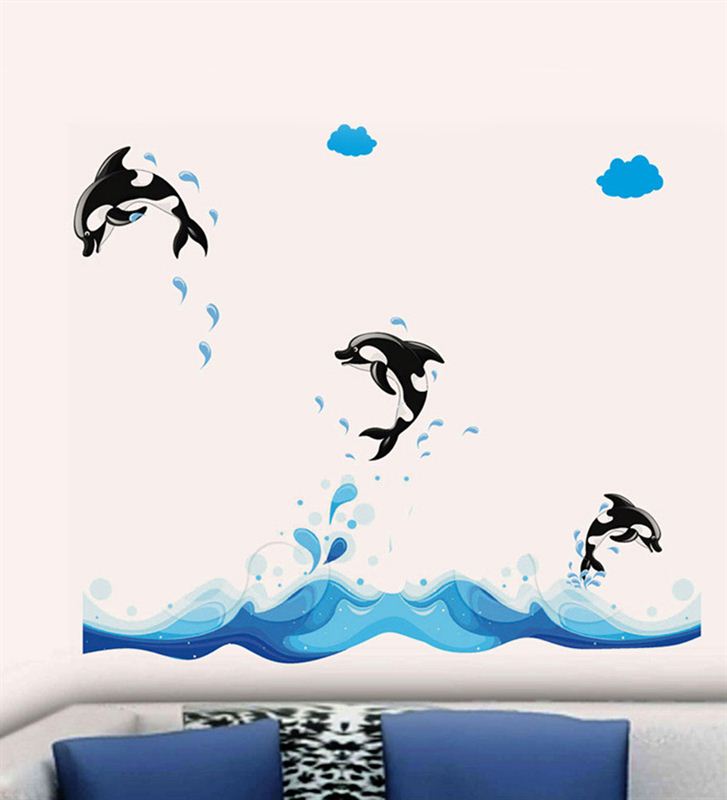 Buy Online 3 Jumping Dolphins Wall Stickers in Nepal , 3 Jumping