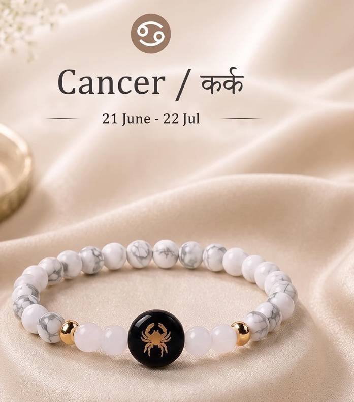 Cancer Zodiac Bracelet | Kark Rashi Beaded Bracelet 