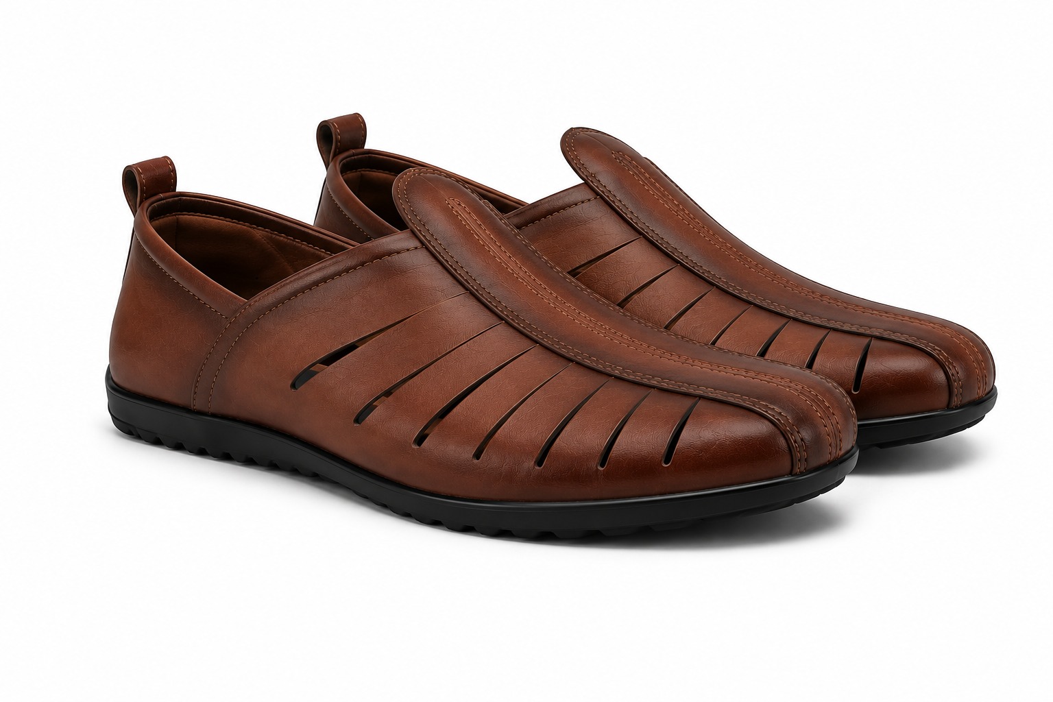 RUN Brown Sandals & Slippers for Men 