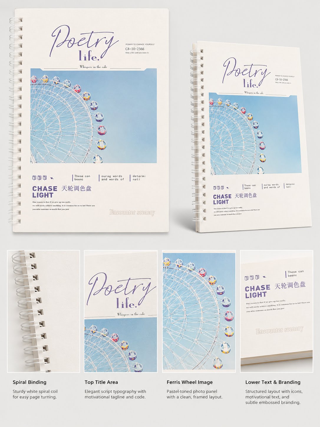 5 Pcs Spiral Diary Notebook Set 