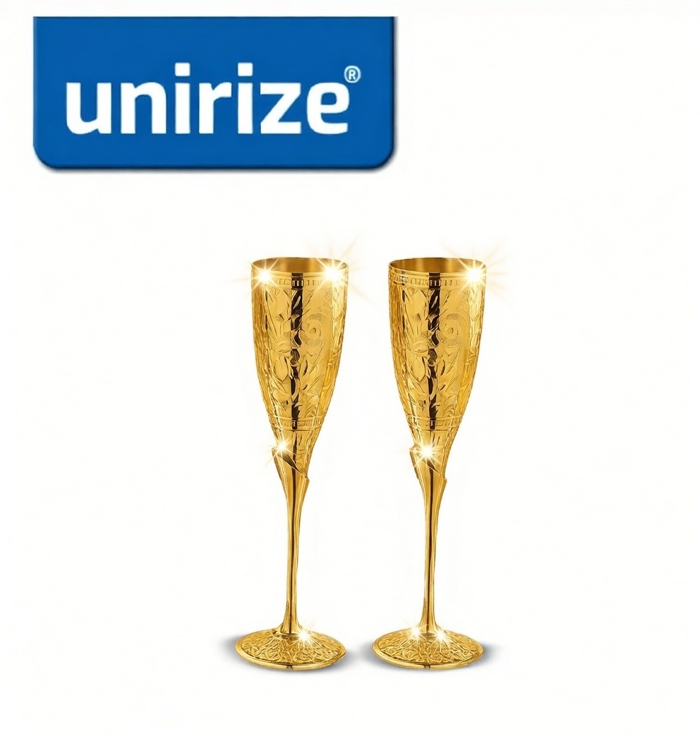 Unirize 24K Copper Goblet Set – Set of 2 Premium Drinking Cups 