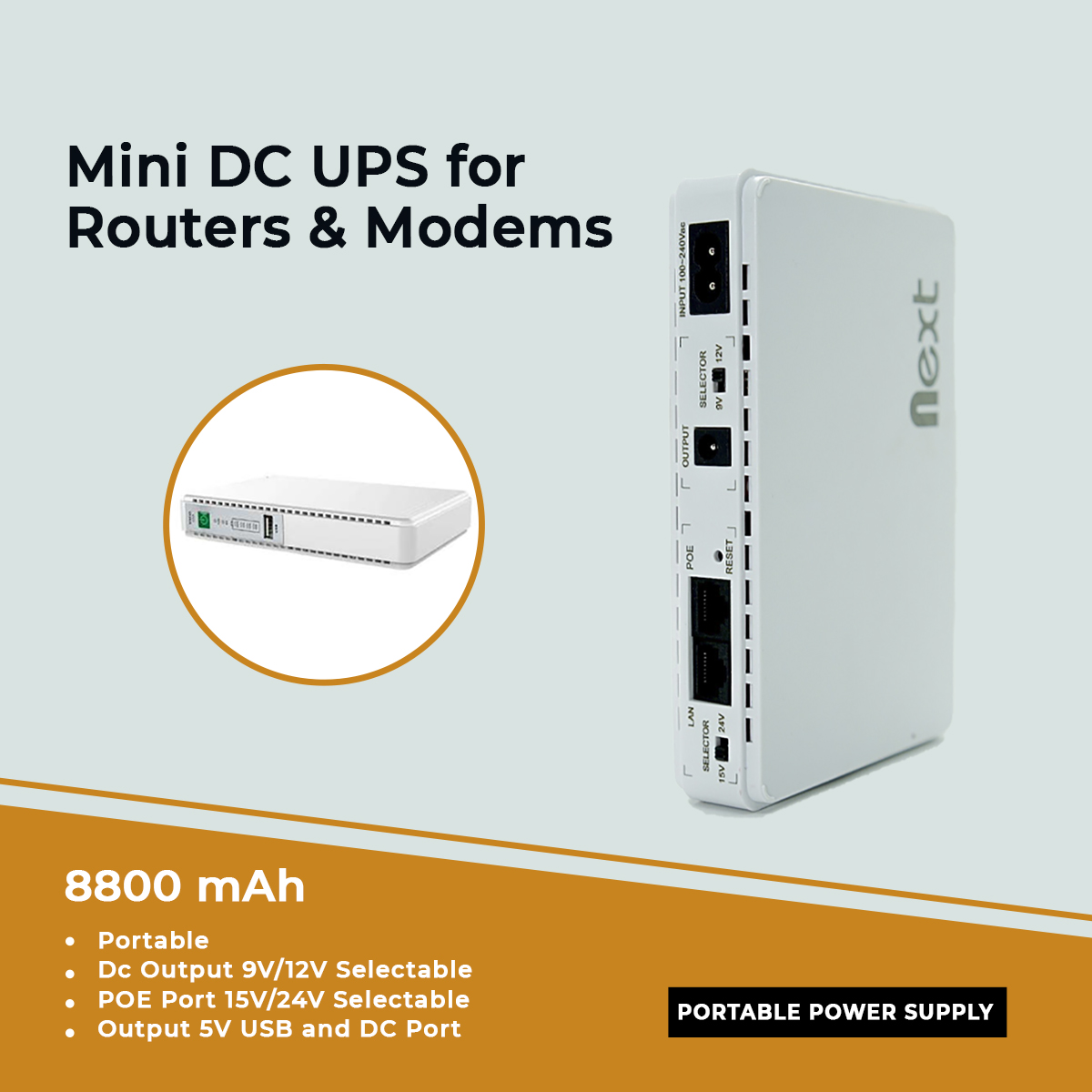 Mini DC UPS for Routers and Modems 8800 Mah