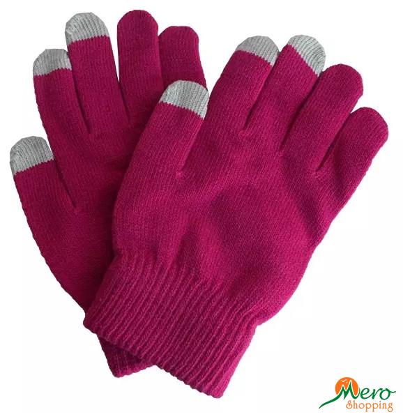 Dark Pink Touch Screen Gloves