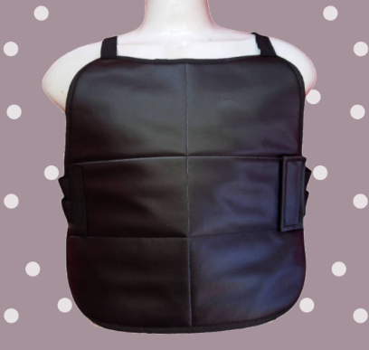 Balck Leather Chest Protector Guard with Inner Fur 