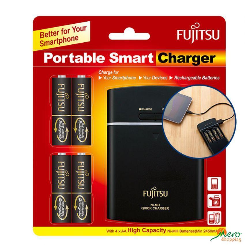 Fujitsu 2450mah Ni-mh 4pcs Rechargeable Battery + Powerbank