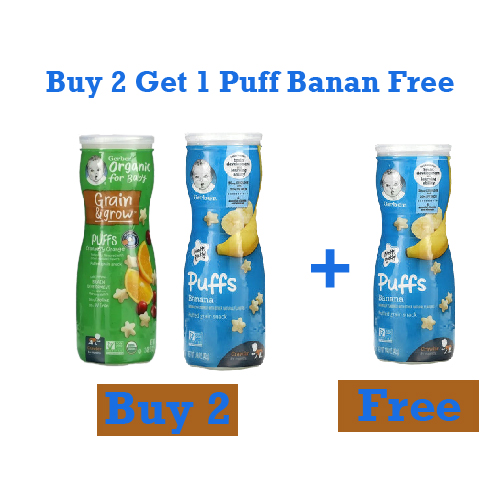 Gerber Grain & Grow Puffs Banana + Puffs Cranberry Orange( Buy 2 Get 1 Free Puffs Banana 42g)
