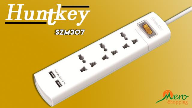 Huntkey SZM307 Power Strip |3 Socket 2 USB Port Multiplug 