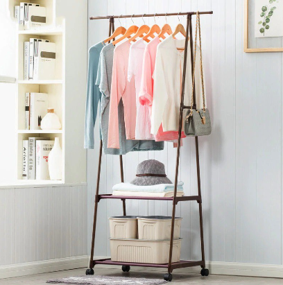 Metal Coat Hanger Stand Floor Clothes Hanger With Wheel 3pcs 