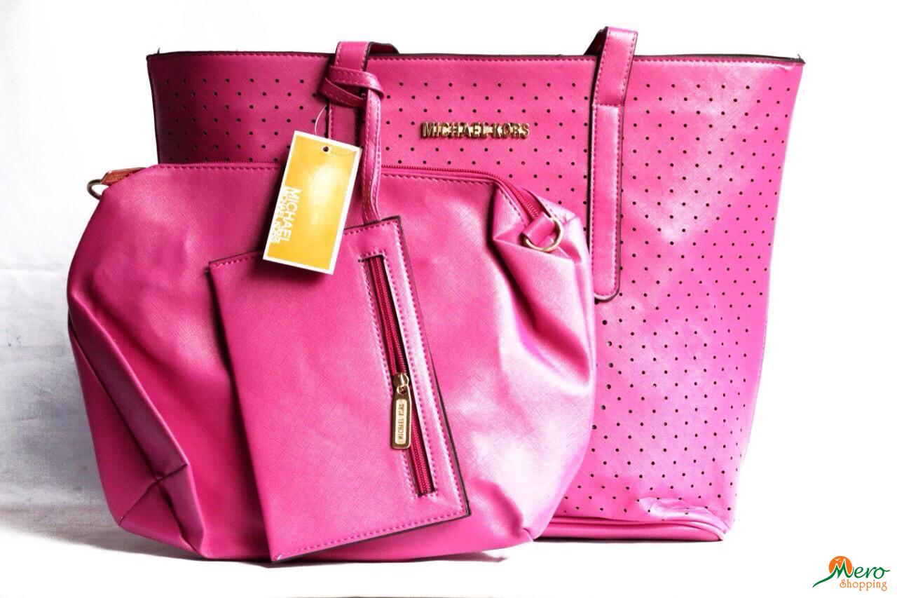 Mk Bag in Pink Color with Black 