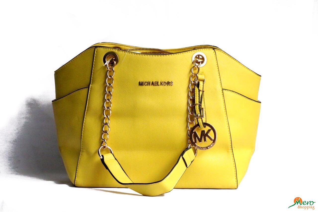 Mk Bag in yellow Color with Stylish Looks & Metal Strap 