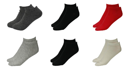 Pack of 6 Pairs of Cotton Ankle Socks For Women (2035) 