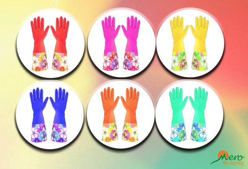 Waterproof Kitchen Dish Washing and Cleaning Gloves with Sleeves (3 Pair) 