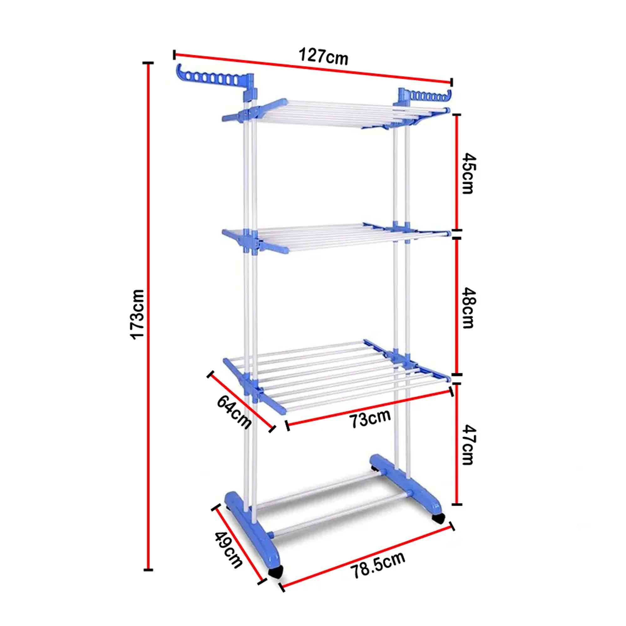 Three Layer Clothes Rack Hanger With Wheels For Drying Clothes