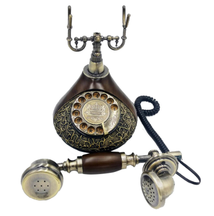 European Engraved Design Vintage Royal Telephone Swivel Plate Rotary Dial Antique Telephones Landline Phone Office Home Hotel 