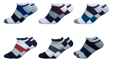 Pack of 6 Pairs of Men Shaded Ankle Socks (SMA-16) 
