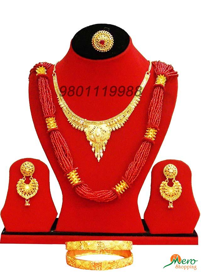 Buy Gold Plated Jewellery Sets Includes ( Necklace, Ram Lela Jhumka