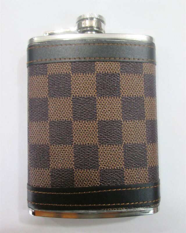Hip Flask Full Leather Check Color (7 Oz) 