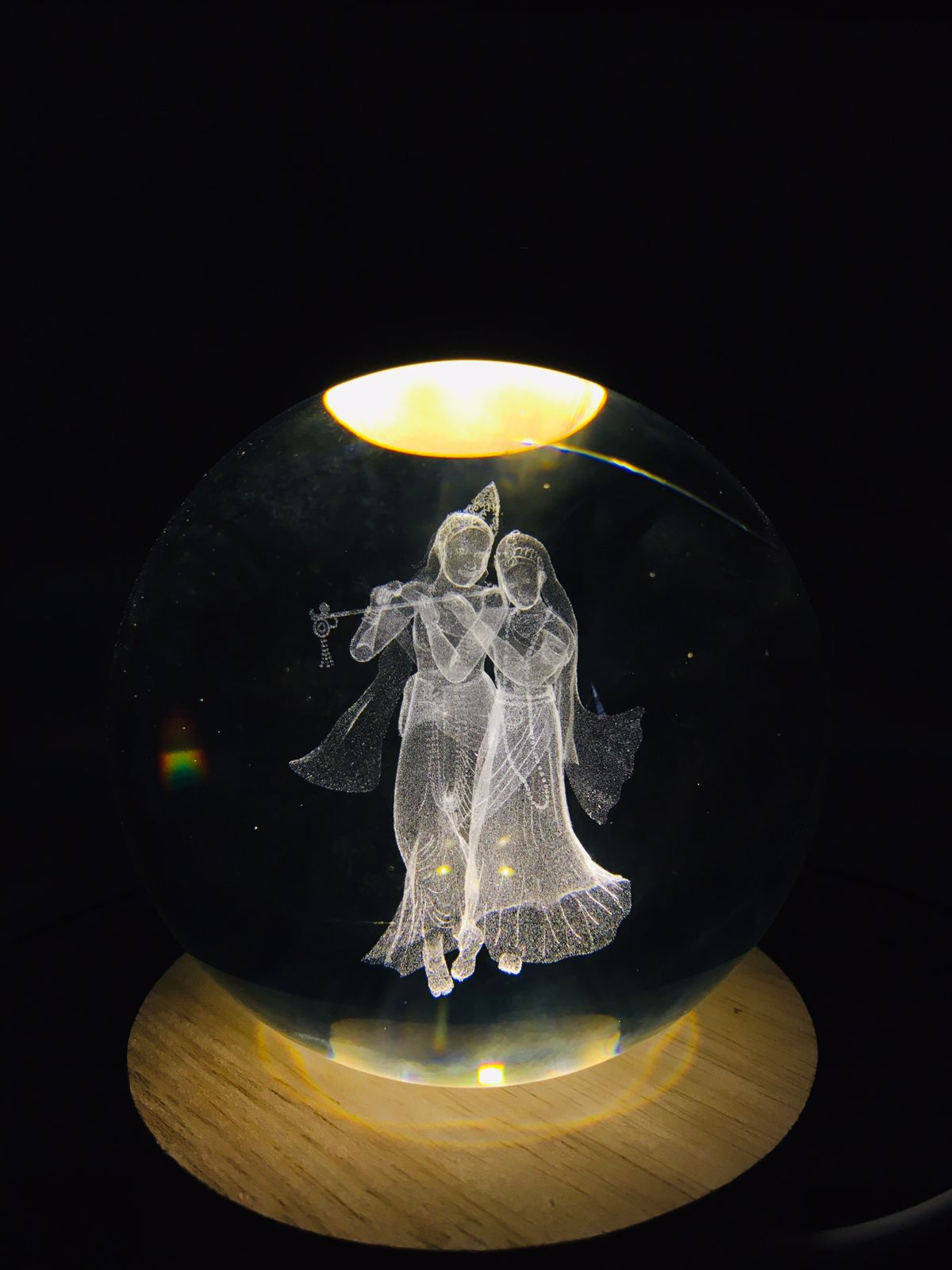 Crystal Ball Lamp - Radha Krishna 
