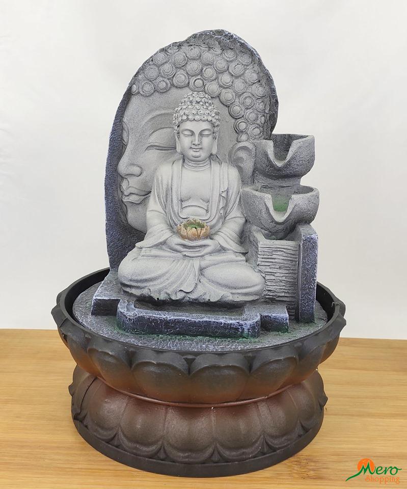 Lord Buddha 3 Steps Water Fountain with LED Lights and Water Pump