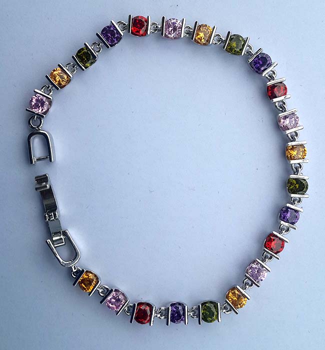 Multicoloured CZ silver Plated Bracelet 