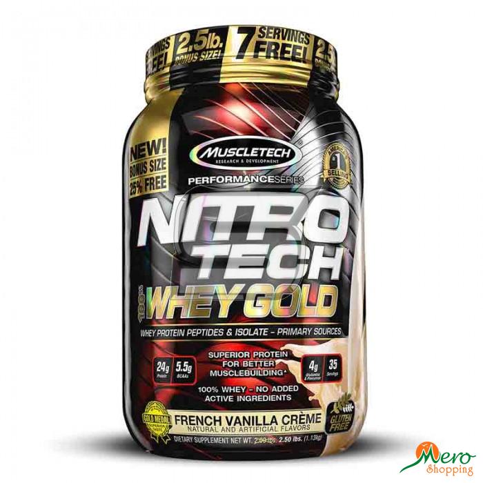 MT Nutrition nitrotech 100% Whey Gold(Whey Protein Isolate and Peptides 5.5Lbs) 