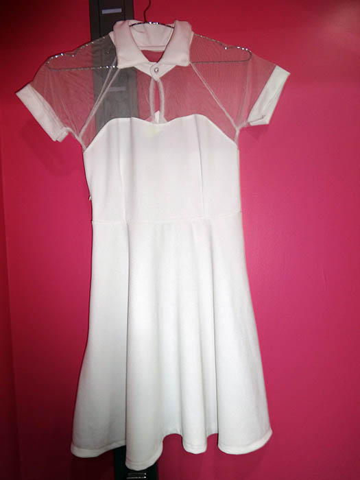 Neck Collar Net One Piece White 