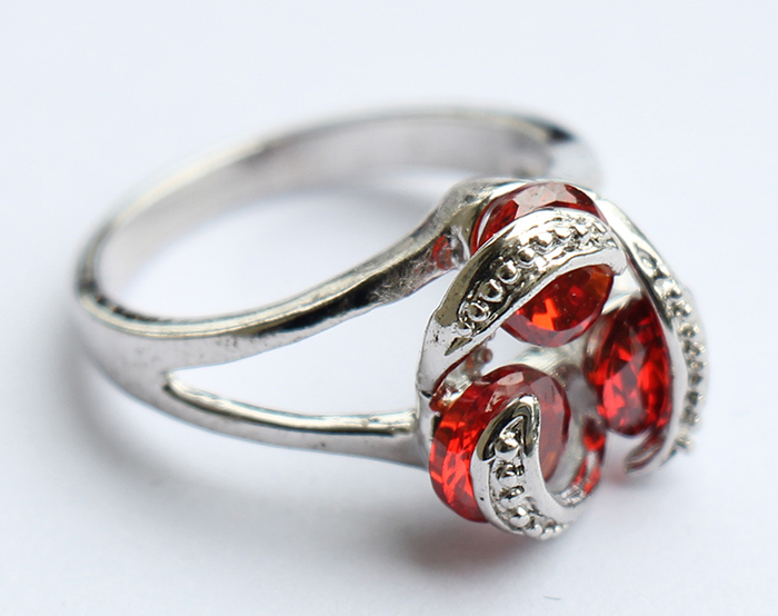 Traingle CZ Silver Plated Ring 