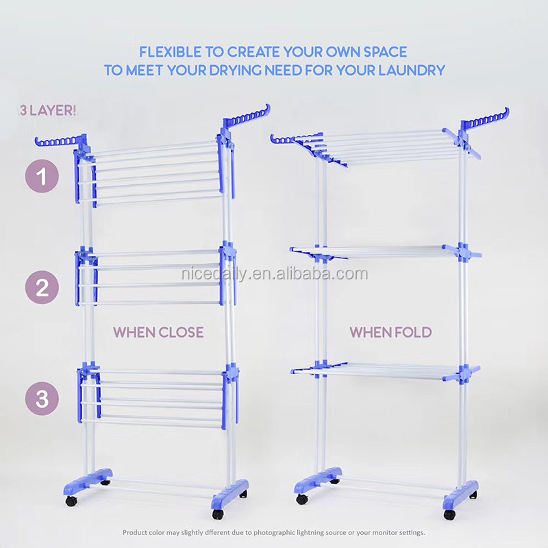 Movable folding spray painting clothes hanger 3 layers clothes hanger