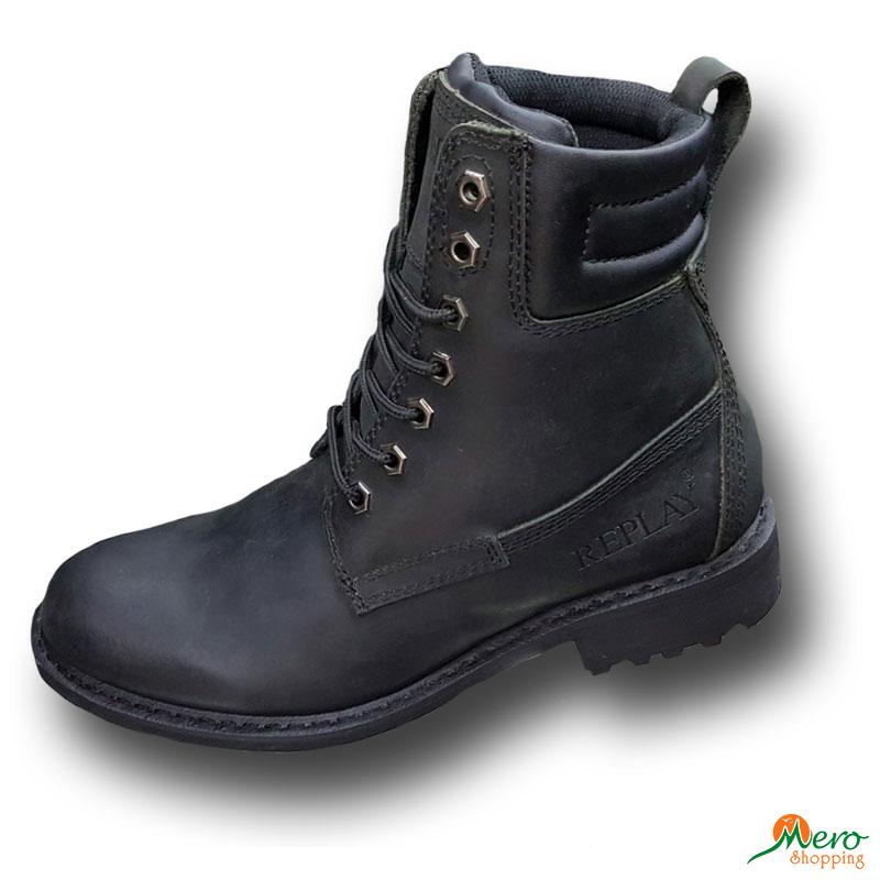 Replay Men's Gunhill Fashion Boot - Leather Mid Boots With Logo Print
